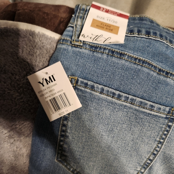 YMI Light Blue Distressed Flare Jeans - Picture 3 of 3